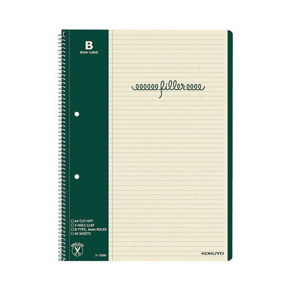 （まとめ） コクヨ フィラーノート（スパイラルとじ）A4 2穴 B罫（マージン罫入） 40枚 ス-15BN 1冊 (×30セット)