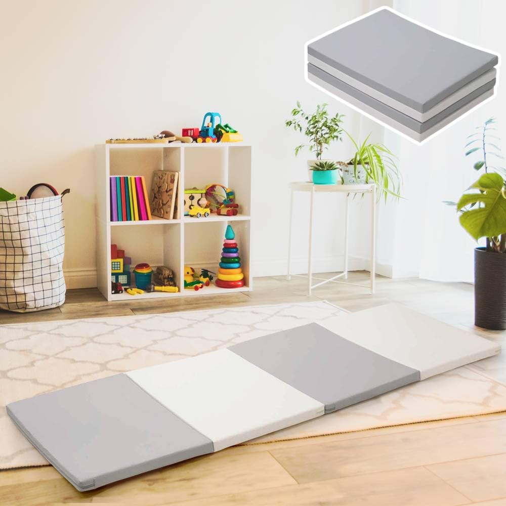 Bonarca プレイマット ベビーマット 赤ちゃん 厚手 クッションプレイマット 折りたたみ 200cm×70cm×4cm 子供 ストレッチマット ヨガマット 防音 防水 室内 BPM-W200D7