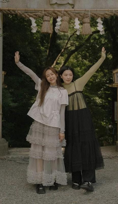 ティアードスカート ロング レディース ボトムス ガーリー マキシスカート メッシュ 秋冬 ブラック グレー ベージュ