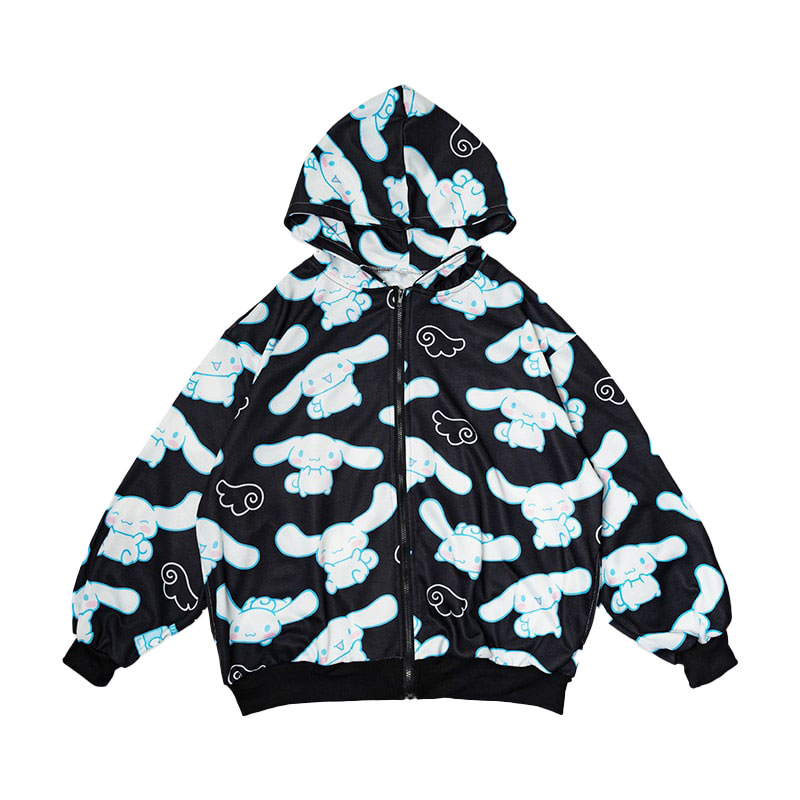 ACDC RAG シナモン ZIPパーカー 長袖 ファッション 原宿 原宿系 レディース メンズ ダンス 衣装 ダンス衣装 パステル 天使界隈 ブラック