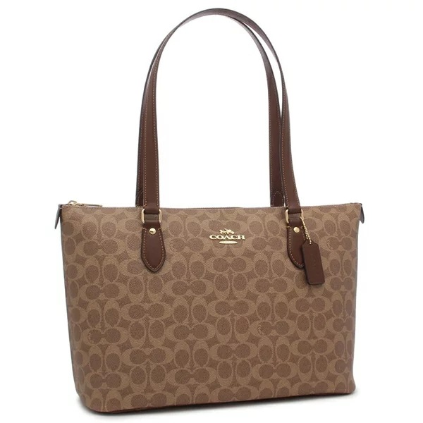 アウトレット トートバッグ ギャラリー シグネチャー コーテッド キャンバス トート ブラウン レディース CW381 IMXHE