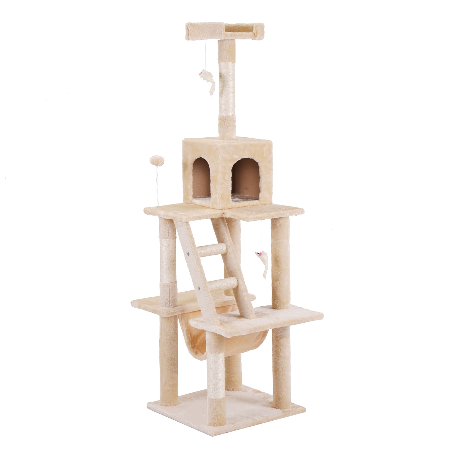 【国内在庫品 急速出荷】【元SKU:TX038362】キャットタワー　据え置き　麻紐全高155cm【ベージュ】