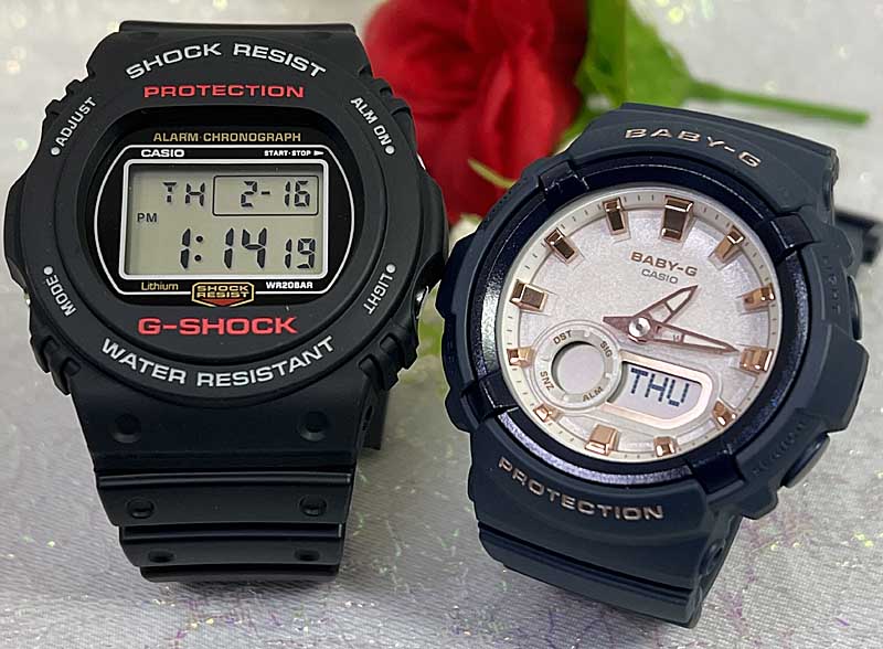 恋人たちのGショックペアウオッチ G-SHOCK BABY-G ペアウォッチ DW5700の復刻版 ペア腕時計 カシオ 2本セット gショック DW-5750E-1JF BGA-280BA-2AJF