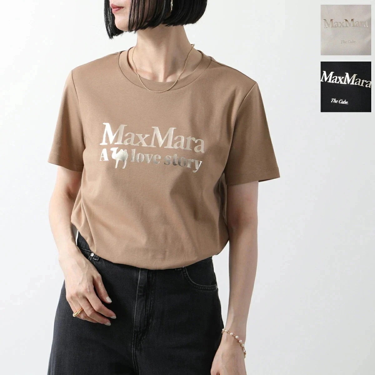 S MAX MARA The Cube エス マックスマーラ ザ キューブ 半袖 Tシャツ QUIETO レディース コットン ロゴ プリント クルーネック カ 