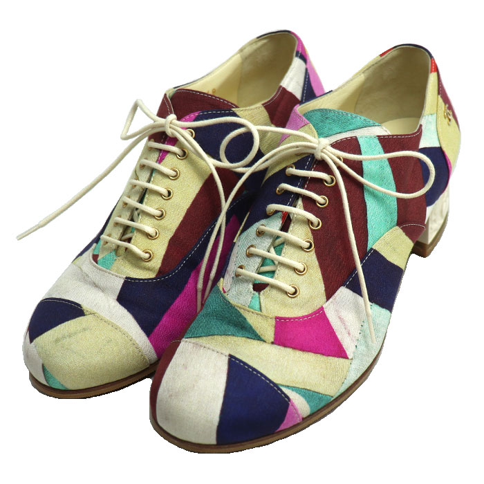 CHANEL シャネル レースアップ マルチカラー ヒールデザイン パンプス マルチカラー G31468 SIZE 35 1/2 C レディース 中古