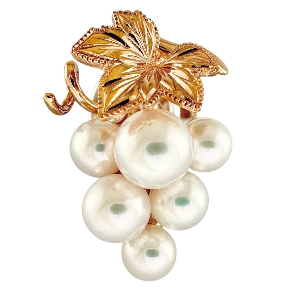 ミキモト ブローチ 18金 K18ピンクゴールド アコヤパール MIKIMOTO 中古 美品