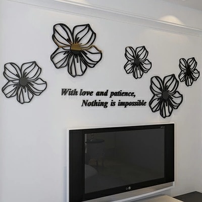 【期間特典】ウォールステッカー 北欧 モノトーン フラワー 簡単!楽しくプチリフォーム!! トイレ 植物 傷隠し 3D 花 グリーン フラワー 木 花 植物 壁紙 はがせる 英字 おしゃれ シール