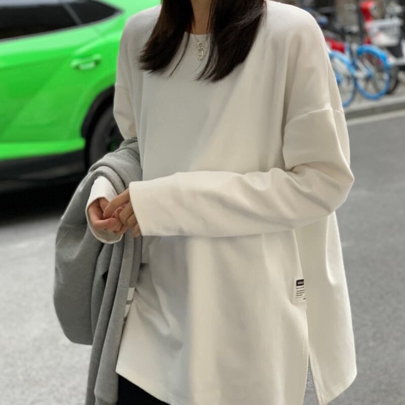 3color レディース トップス カットソー シャツ 長袖 ホワイト ブック グレー 199