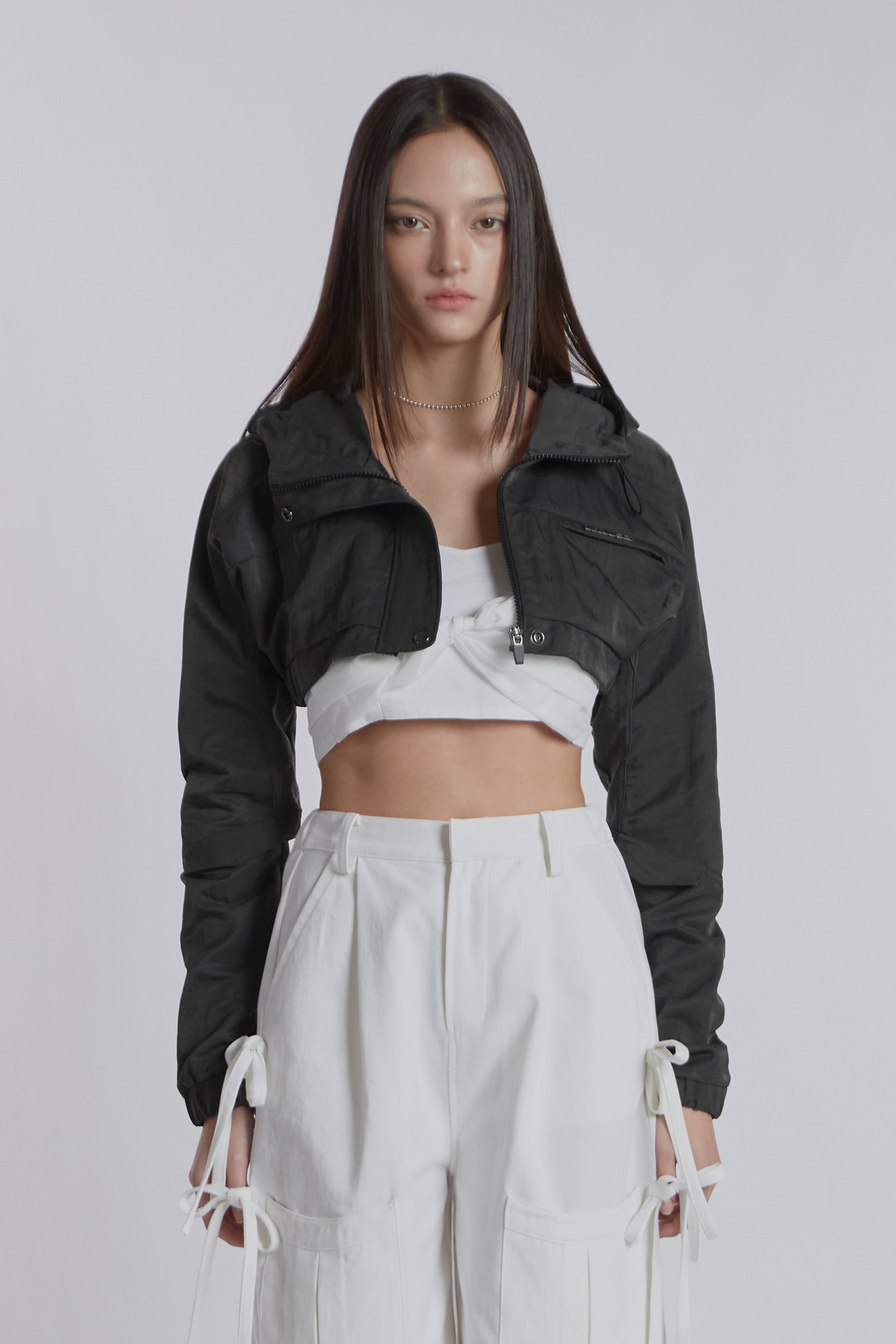 DETAIL HOODED BOLERO [CHARCOAL]