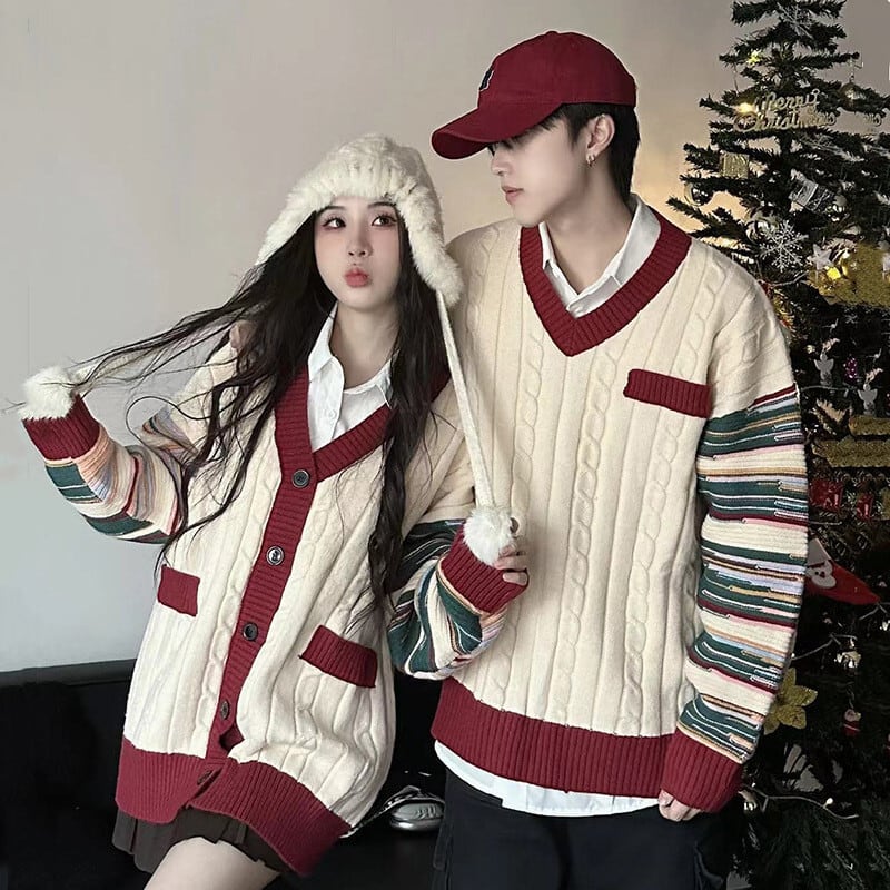 高品質新入庫2025 秋冬 暖かいブルオーバーニット防寒 韓国っぽケーブル編み トップス長袖 ストリートシルエットファッションゆるかわ風配色デザイン あったか カジュアル サイズおしゃれンゆったりレデ