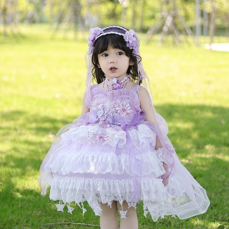 5年夏女児服子供演出服ロリータフラワーウェディングベストプリンセススカートフラワーガールスカート