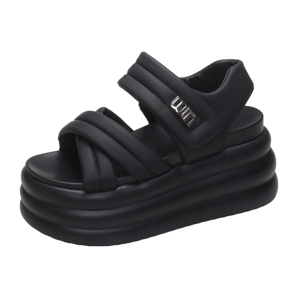 [MTKCNTL] クロスサンダル レディース 厚底 歩きやすい ストラップ スポーツサンダル 軽量 ベルクロ 疲れない マジックテープ 身長アップ 美脚 ベルト調節 サンダル アウトドア 日常 通勤