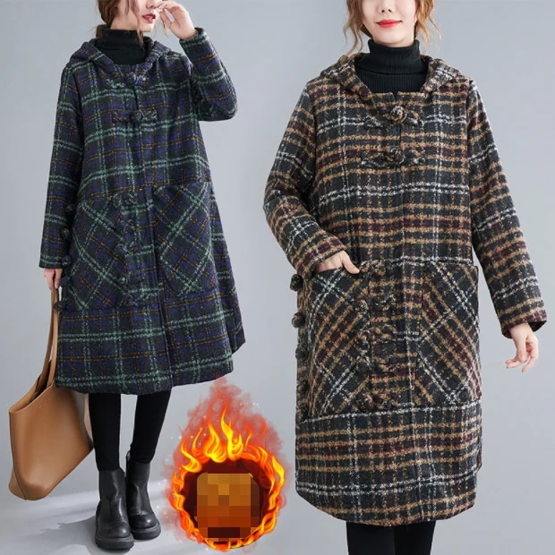コート チェスターコート ロング レディース アウター チェック柄 フード付き キルティング