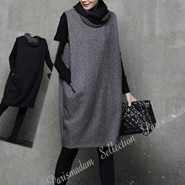 大好評 大人ジャンバースカート　ジャンパースカート　グレー　ブラック　お出掛け　大人ワンピース　op-1708-13