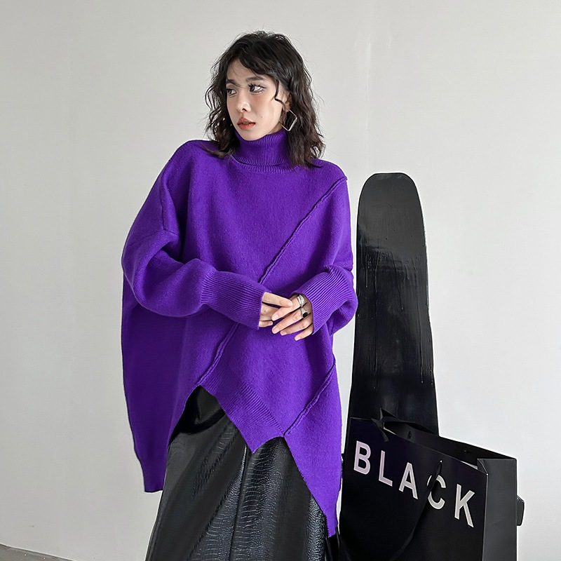 【J.Fashion】 2024秋冬新品 ニット 体型カバー お尻すぽっり タートルネック ベーシックニット セーター メガ割