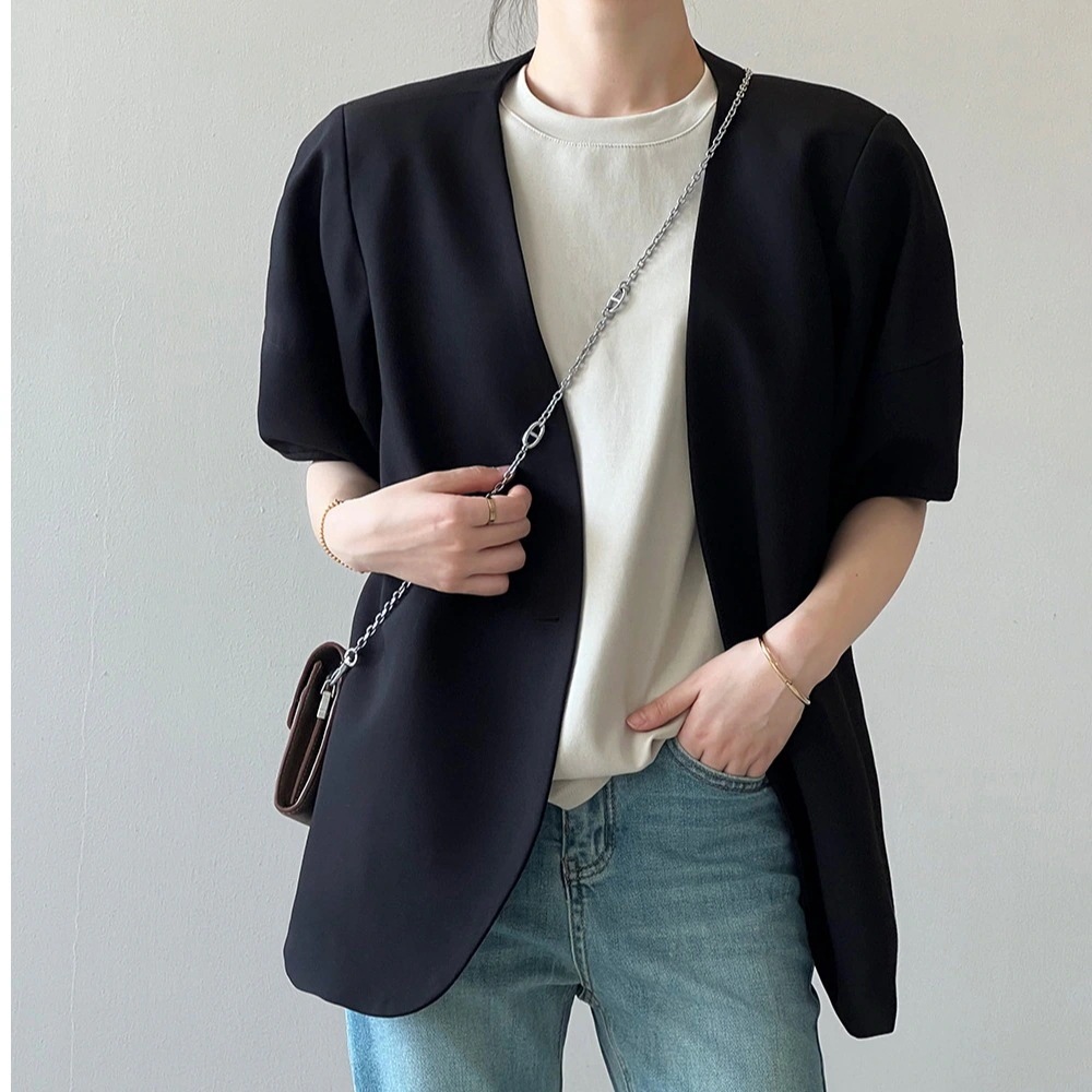 春アウター バブル袖 スーツアウター レディース 2024 春夏 薄手 カジュアル 半袖 スーツアウター 5,256円
