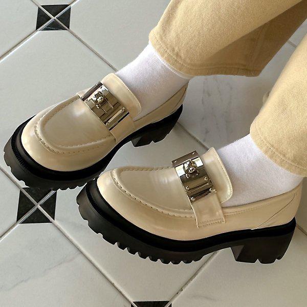 [シューズ] ウォーカーチャン 背が高くなる 女性用 レディース ローファー フラットシューズ パンプス 礼装靴 4cm qmNDY004