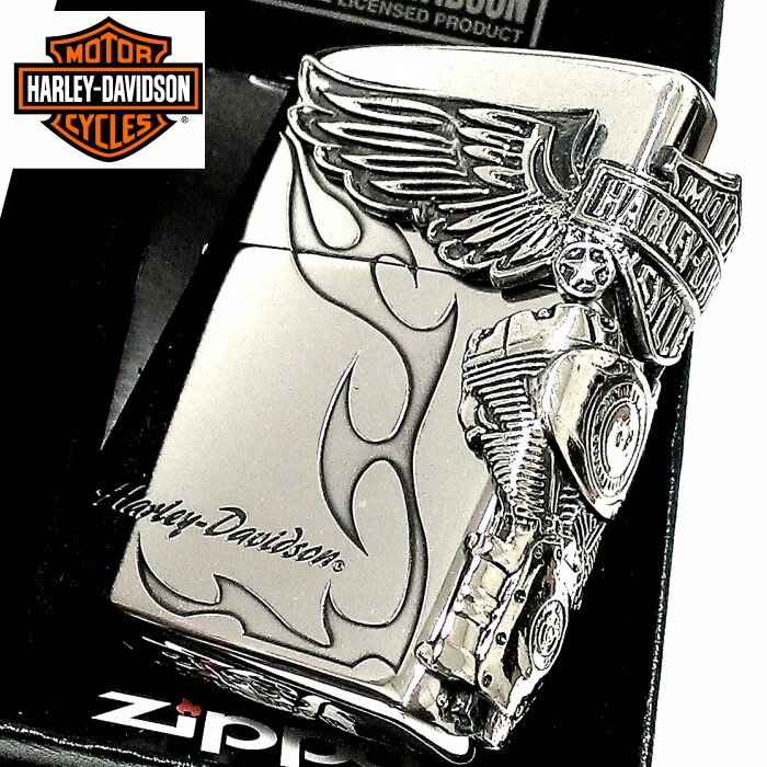 ZIPPO ライター ハーレーダビッドソン ジッポ シルバー燻し 大型3面メタル 彫刻 かっこいい 日本限定モデル おしゃれ ウィング メンズ ギフト プレゼント