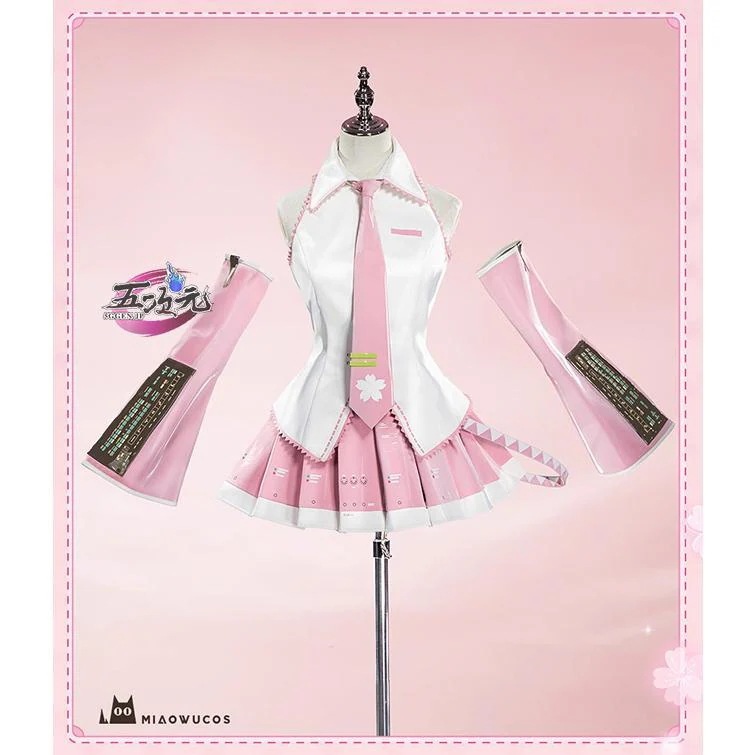 【最安値挑戦】猫屋小舗　ボーカロイド　桜ミク　コスプレ衣装　中国公式許可あり　プレミアム 　ウィッグ　靴　髪飾り　能