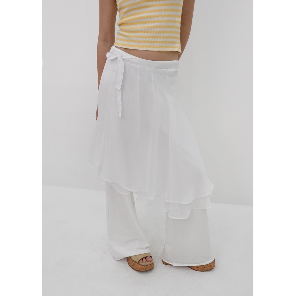 ブラックアップ [MADE] デュオレイヤードラップミディスカート