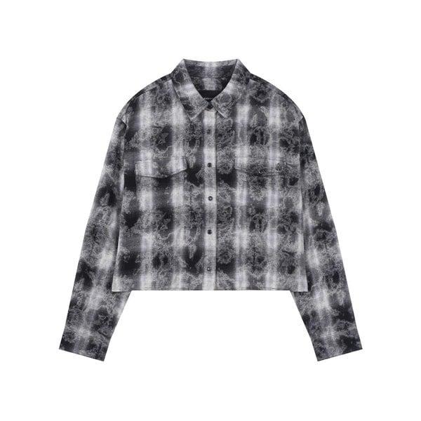 女性チェッククロップ長袖シャツ(B253SH500P)