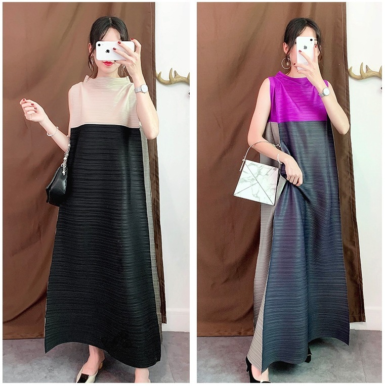 ワンピース ワンピ ロング ロング丈 マキシ丈 Aライン フレア 袖なし ノースリーブ バイカラー MIXカラー レディース 上品 きれいめ かわいい フォーマル 華やか ゴージャス 大人可愛い