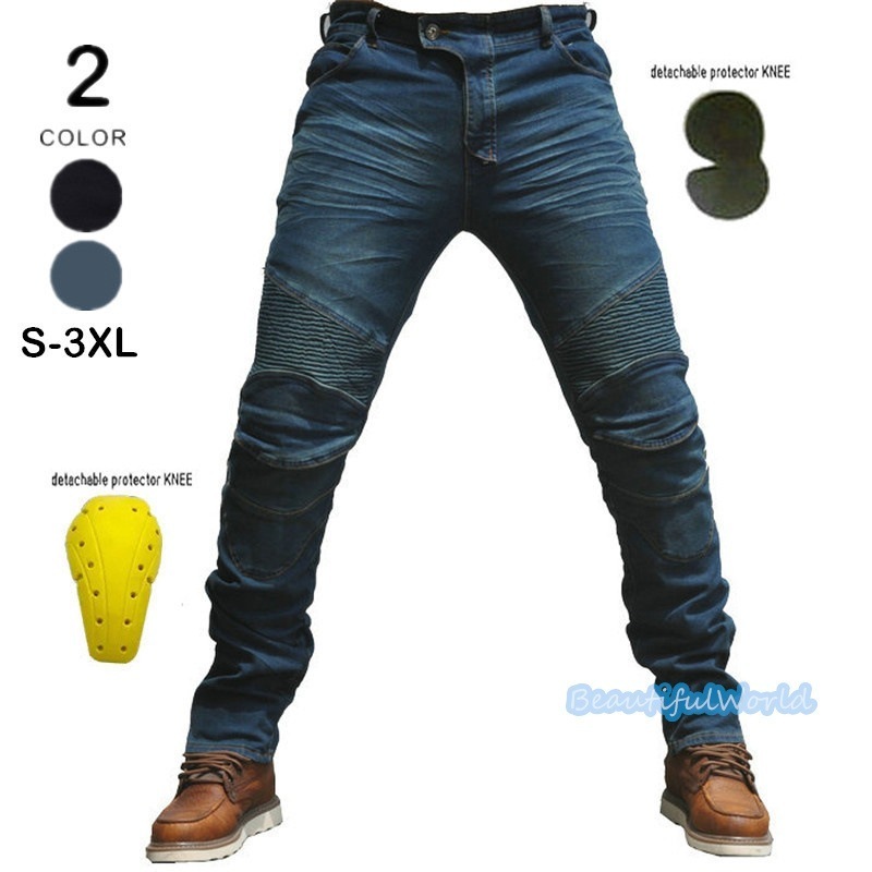 バイクパンツ メンズ ライダーパンツ バイクウェア オートバイ プロテクター付き ジーンズ デニム 転倒防護 膝当て 耐久 耐衝撃 膝パッド レーシングパンツ/24mtckz34