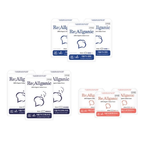 ナチュラルコットンリオールガニック中型8P 3パック+オーバーナイト4P 3パック+ロングパンティライナー20P 3パックオーガニック純正カバー生理用ナプキン快適な送り