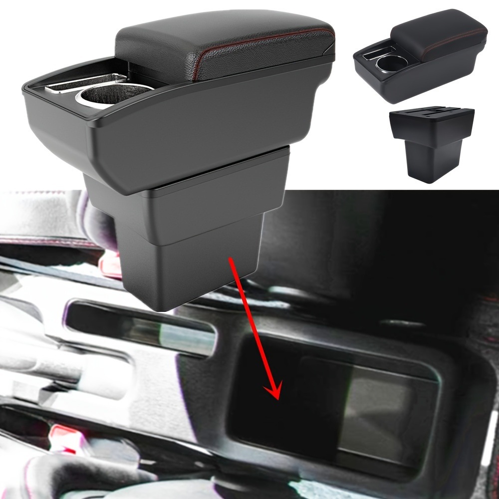 日産ノート センターコンソール収納ボックス: 日本語版ABS樹脂スライドパネルデュアル収納カップホルダーフォン スロット - 日産ノートに適合