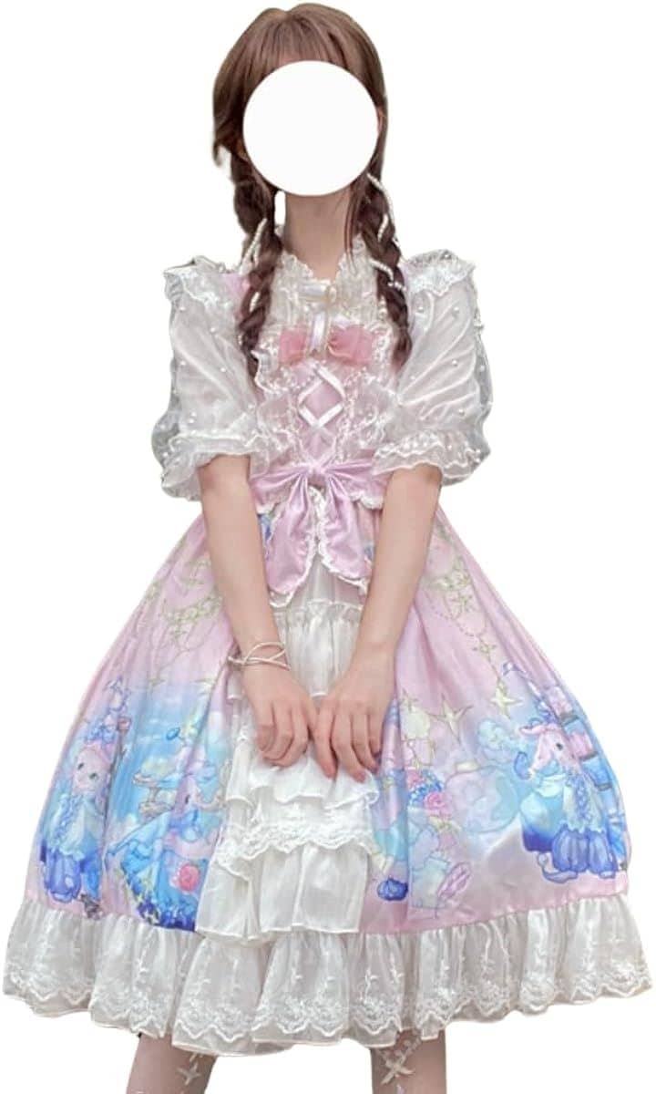 レディレイジー ロリータ JSK ワンピース ひざ丈 コスプレ グラデーション うさぎ柄( ピンク)