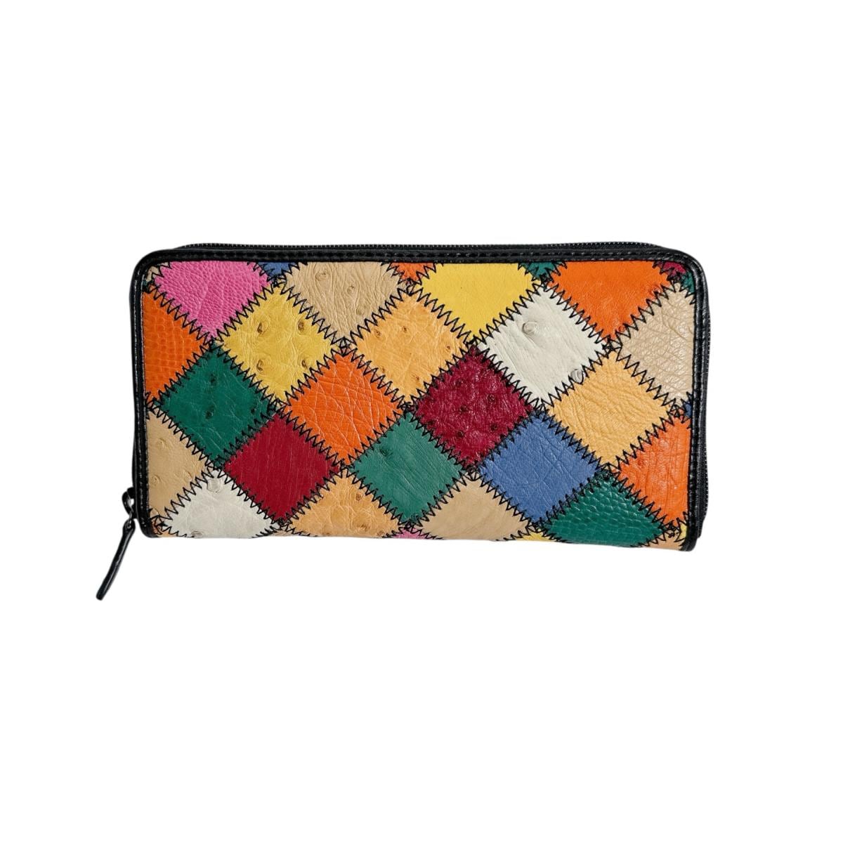 LB-5055 パッチワーク 黒ステッチ ラウンドファスナー マルチカラー 5,616円