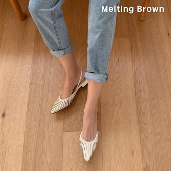 春夏 빗살 パンチング スリングバック ローヒール 3color