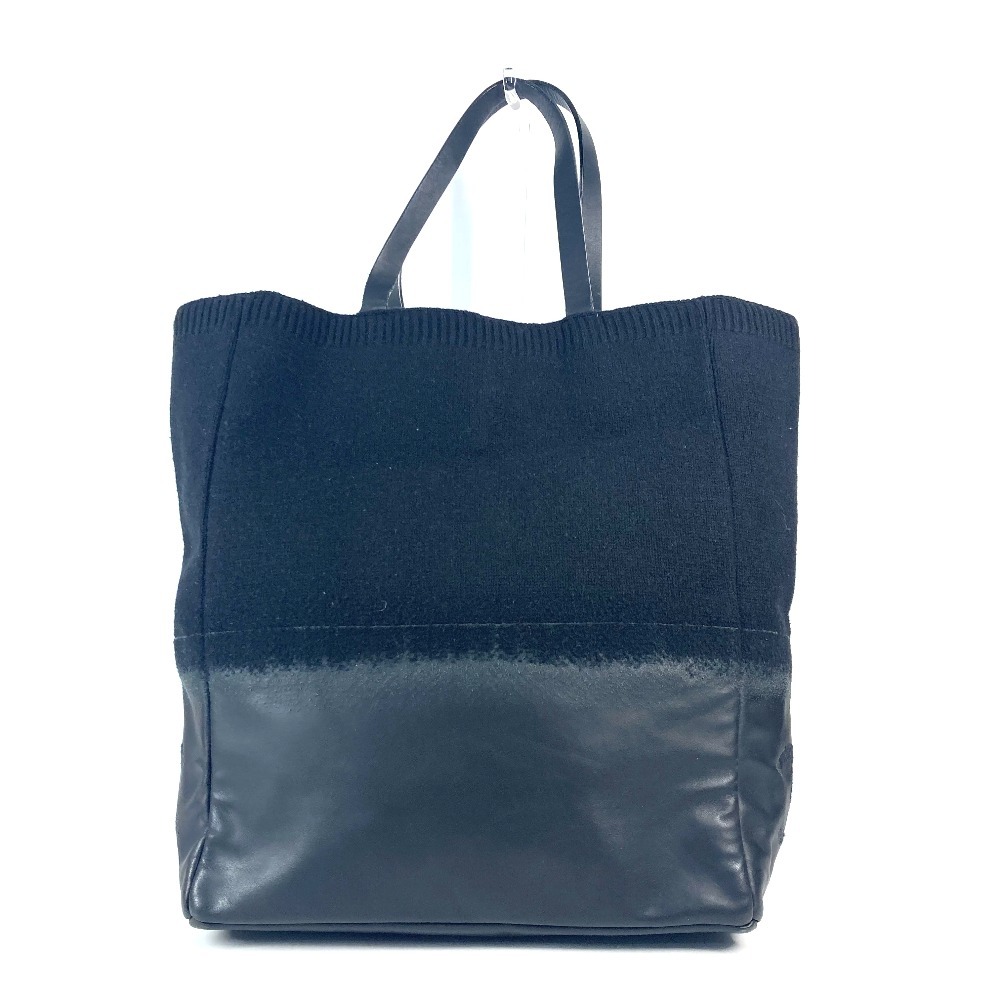 ショルダーバッグ CC ココマーク ロゴ 縦型トート トートバッグ カバン 肩掛け ニット/レザー ブラック