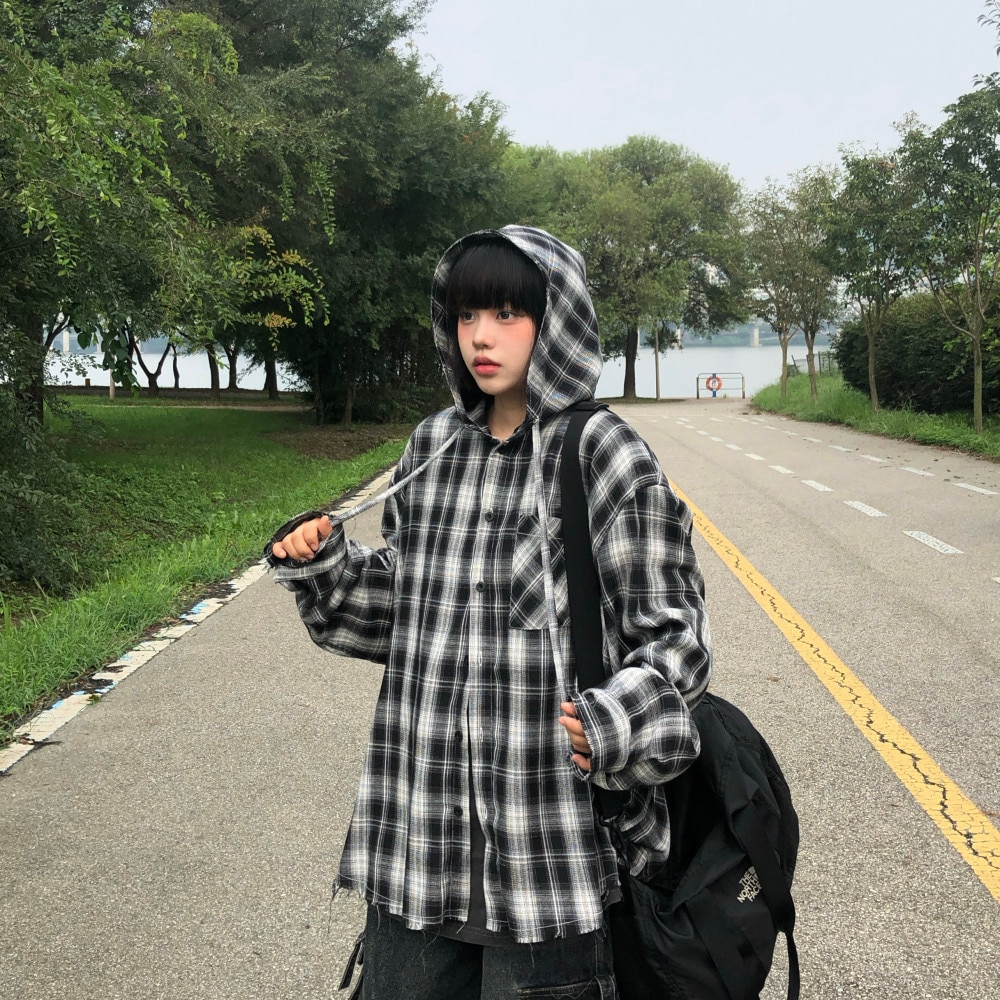 [SEAZ] ルーシー デキ チェック フード シャツ