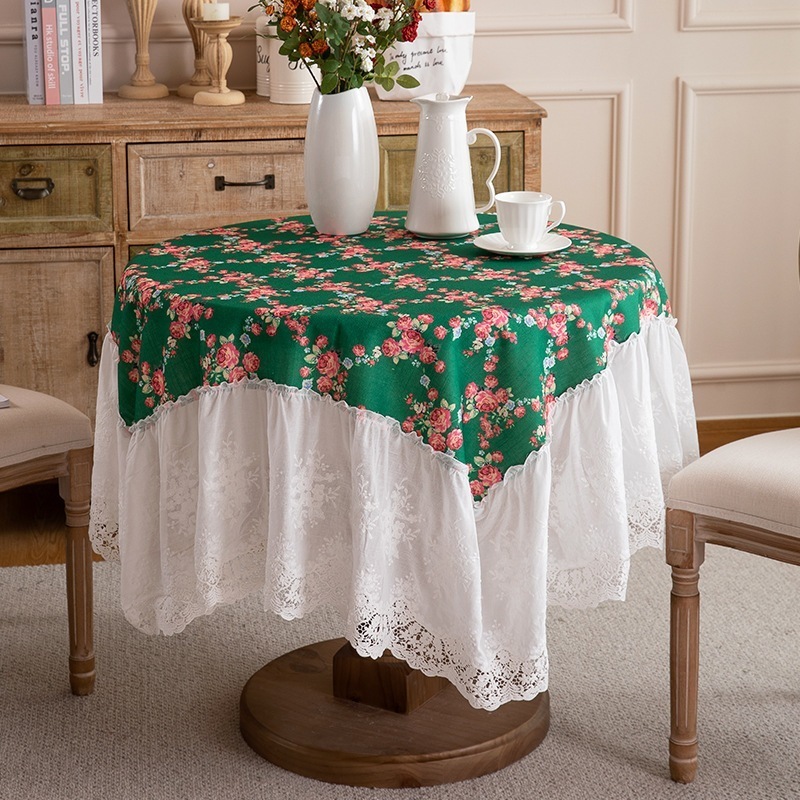 アメリカンカントリーサイドレトロレストランテーブルクロスフレンチロマンチックレーススカートポリエステルプリントラウンドテーブルカバー背景 6,682円