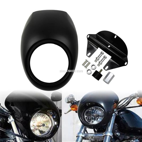 ハーレーダイナストリートボブスポーツスターxl 883 1200 1973up用モーターサイクルヘッドライトフェアリングフロントフォークマウントキッ