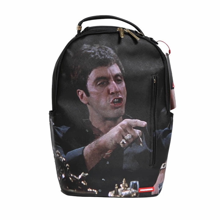 SPRAY GROUND × 映画 スカーフェイス リュック バックパック レザー 大きめ 大容量 高機能 メンズ レディース 黒 大きいサイズ Scarface