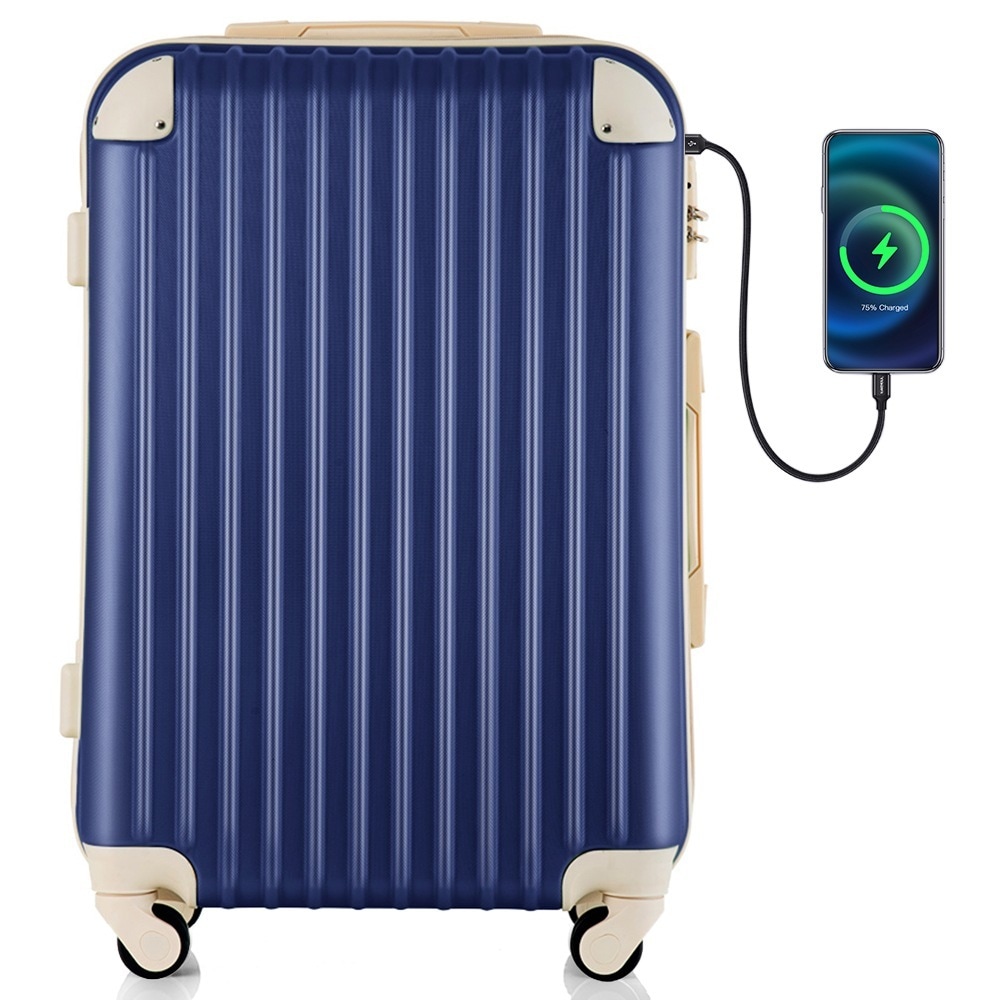 スーツケース Mサイズ キャリーバッグ USB充電ポート付き カップホルダー付き キャリーケース 超軽量 TSAロック搭載 4日-7日 中型14