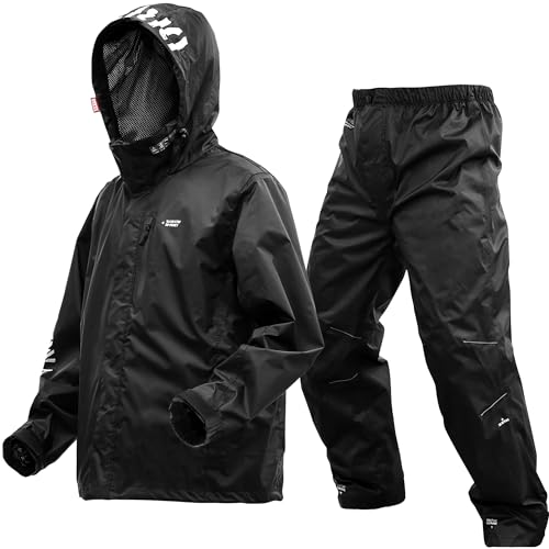 [ドレス] レインウェア AIRBORNE M 釣り レインスーツ レインコート アウトドア 上下セット 通気メッシュ 防災 災害 防水 撥水 通学 通勤 大きいサイズ