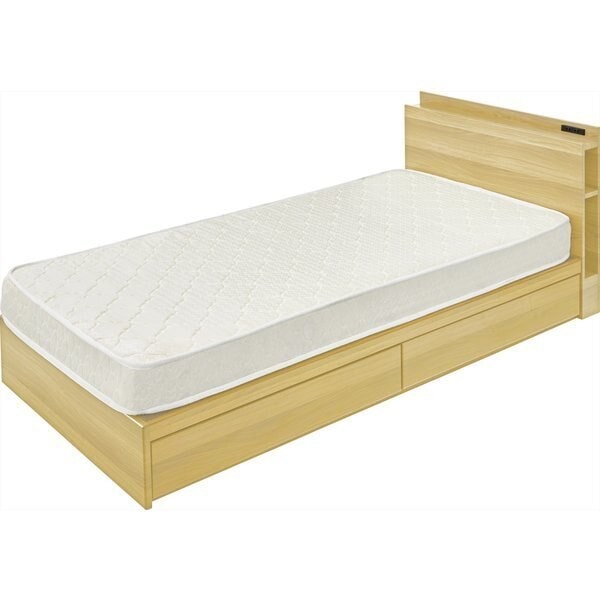 収納棚と引き出し付きのシングルベッド 北欧 ナチュラル ベッド 寝室 ベッドルーム