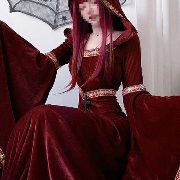 ハロウィンの衣装レトロな裁判所ヨーロッパの吸血鬼のコスプレリトルロールプレイング赤ずきん魔女ロングドレス カート コスプレ ピンク 桃柄 癒し レディース カジュアル パンツ ミニスカート シンプル