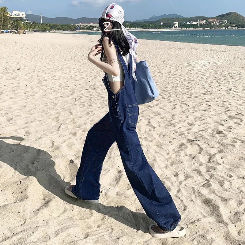 サロペット 2024 夏 新作 デニムオーバーオール 韓国 ゆるい 流行り ワイドパンツ 百掛け