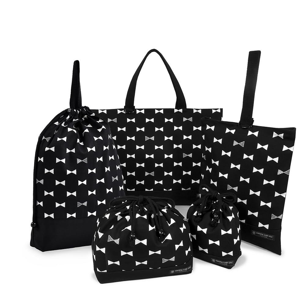 COLORFUL CANDY STYLE 入園・入学5点セット リバーシブル (レッスンバッグQ/シューズケースQ/体操服袋/お弁当袋/コップ袋) 仮)リボン N8197400