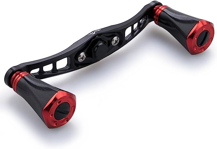 92mm リール ハンドル 20mmノブ搭載 シマノ SHIMANO ダイワ DAIWA アブ Abu 通用 ベイトリール Tornado Series 690( ブラック＆レッド)