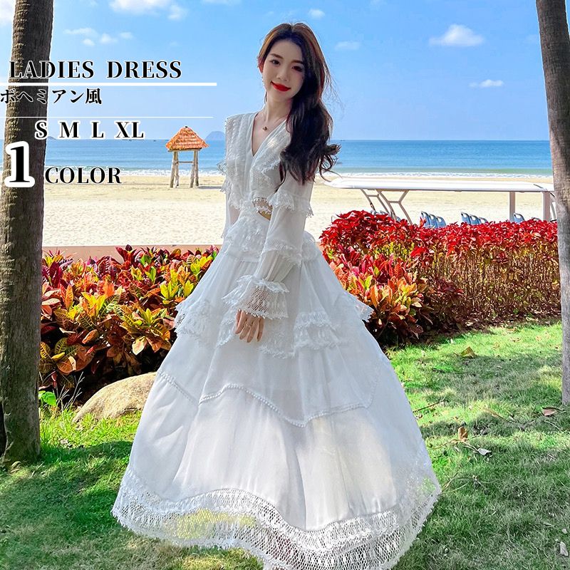 【全店任意2枚購入で100円OFF】 ワンピース ロング リゾート レディース ワンピ ボヘミアン ワンピース マキシワンピース 長袖リゾートワンピ ロング 旅行 海辺 沖縄 ハワイ ボヘミアン ワ