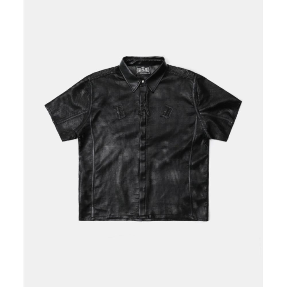 BADBLOOD Perforated leather short sleeve shirt black w-s