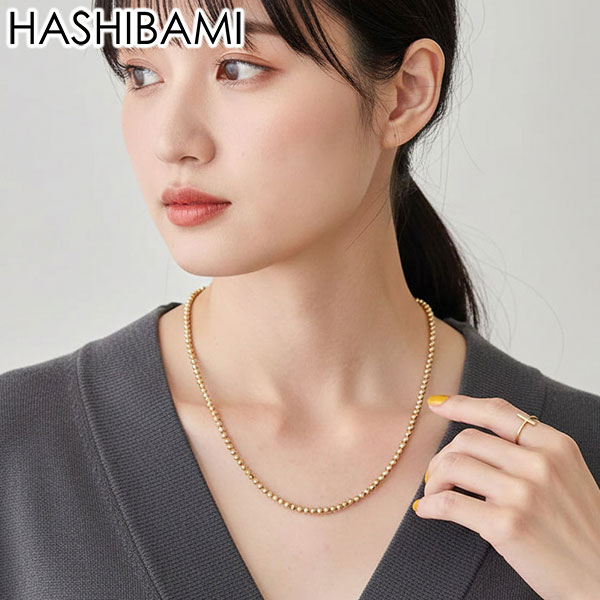 ネックレス レディース チェーン 多面体 ゴールド 52cm 天然石 ヘマタイト ワンタッチ マグネット ポーチ付き シンプル 華奢 20代 30代 女性 プレゼント HB2100242