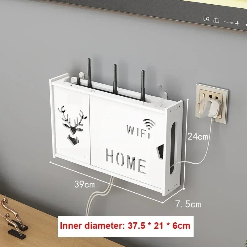 壁に取り付けられた収納棚,Wi-Fi付きワイヤレスルーター棚,ダブルレイヤー,リビングルーム用 24-39cm Deer Wifi