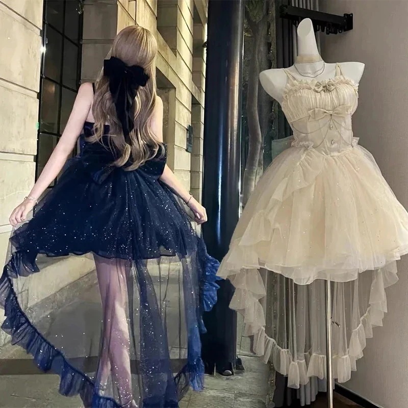 プリンセスドレス 軽やかな ドレス 星空 キラキラ ロリータドレス 誕生日 チュールワンピース ウェディングドレス コスチューム