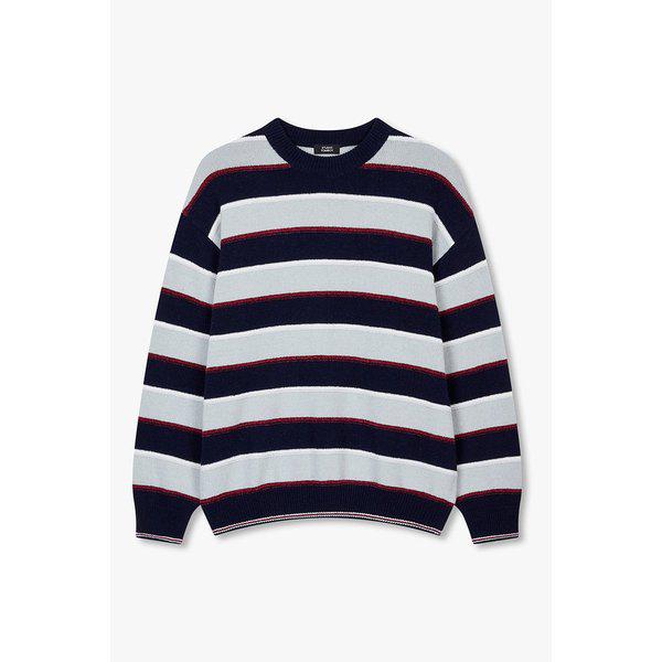 [MEN] ステッチポイントストライプニット 9155452113056